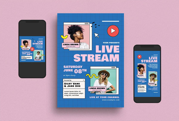 Live Stream Event Planner Flyer Set