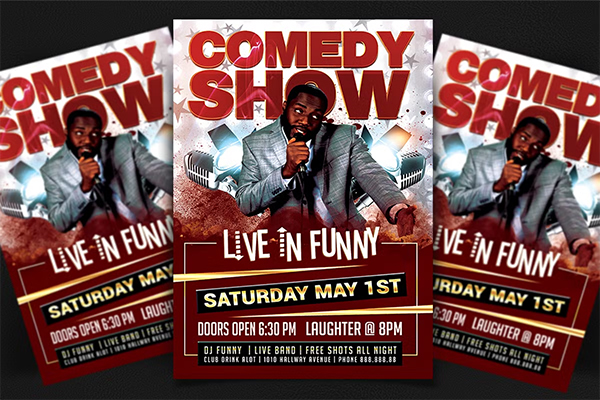 Live in Funny Comedy Show Flyer Template
