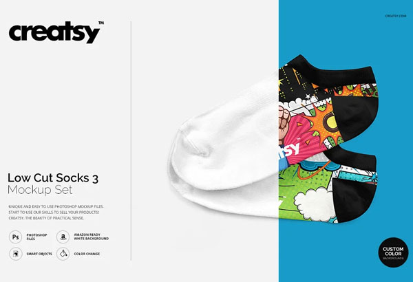 Low Cut Socks 3 Mockup Set