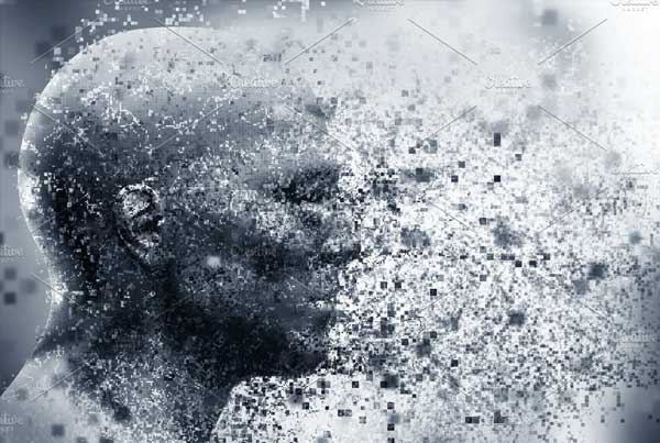 Man Face with Pixel Dispersion PS Actions