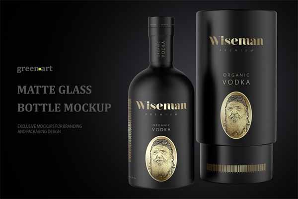Matte Glass Bottle PSD Mockup
