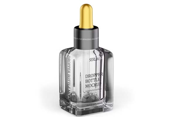 Matte Square Editable Dropper Bottle Mockup