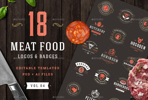 Meat Food Logos and Badges