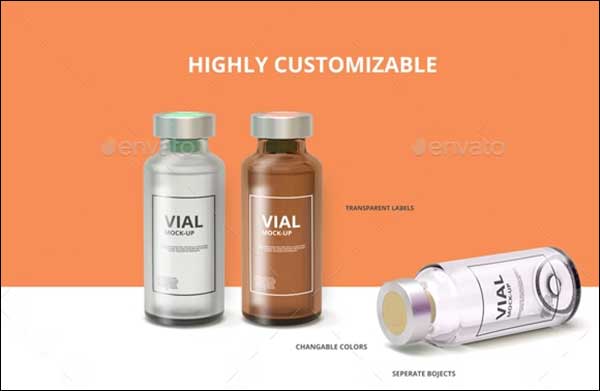 Medicine Vaccine Vial Bottle Mockup