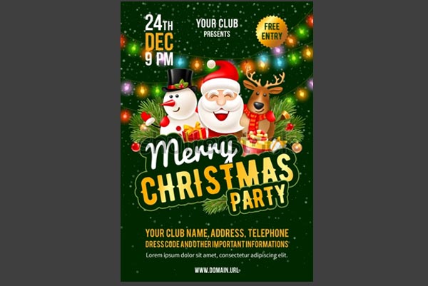 Printable Best Merry Christmas PSD Flyer Template