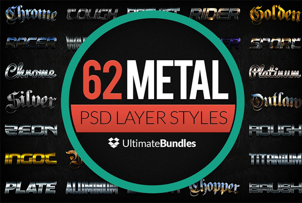 Metal & Chrome Layer Styles Bundle
