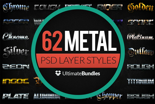 Metal & Chrome Layer Styles Bundle