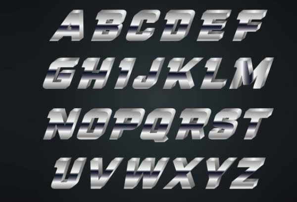Metal 3D Fonts Free Vector