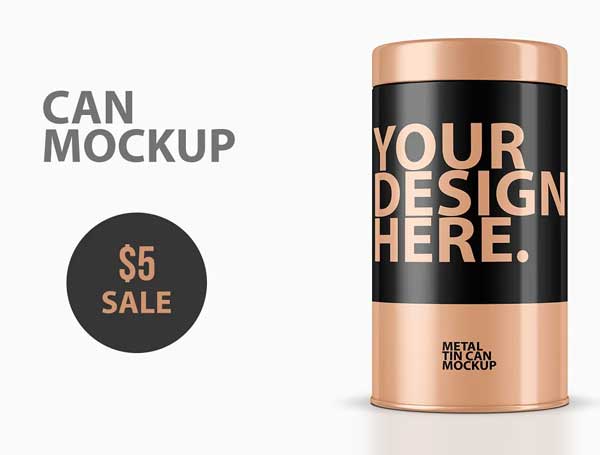Metal Can Box Packaging PSD Mockup Template