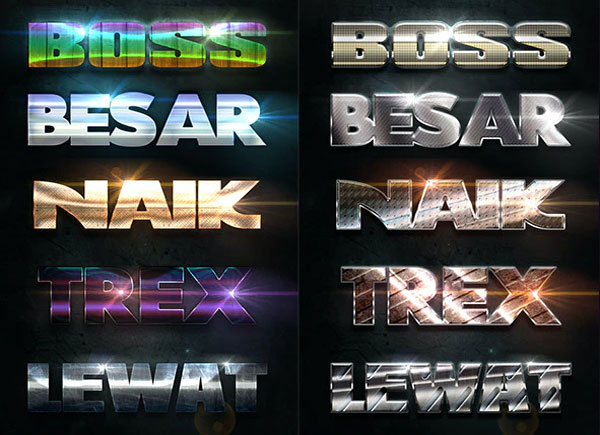 Metal Shiny PSD Text Effect Bundle