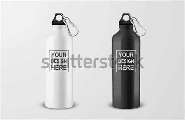 Metal Water Bottle Vector Mockup