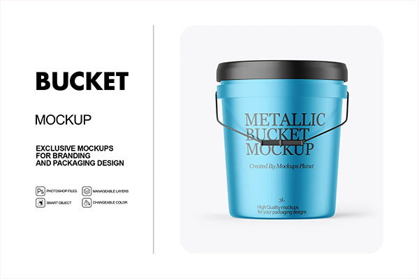 Metallic Bucket PSD Mockup