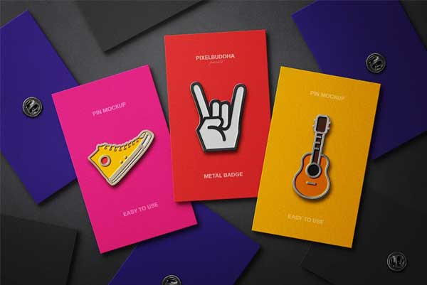 Metallic Enamel Pin Mockups