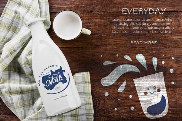 Milk Bottle Mock-up Free Psd