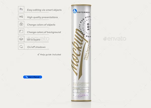 Mockup Cardboard Tube Bottle