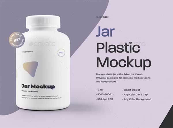 Plastic Jar Mockups For Pills and Capsules