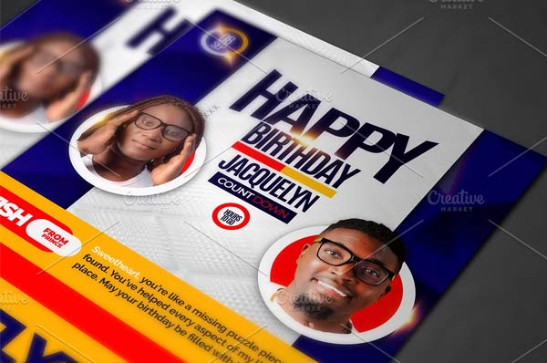 Modern Birthday Flyer Template PSD File