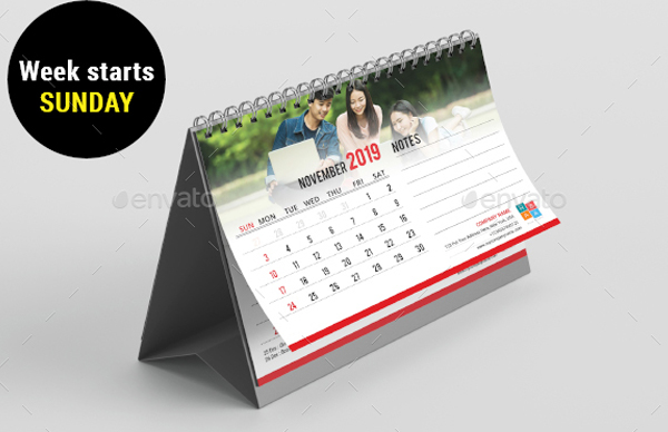 Modern Desk Calendar 2019