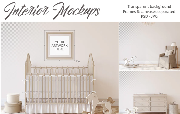 Modern Unique Kids Interior Mockups