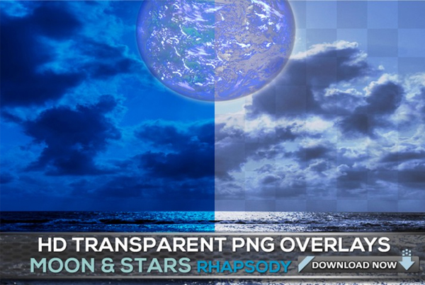 Moon & Stars Transparent Background