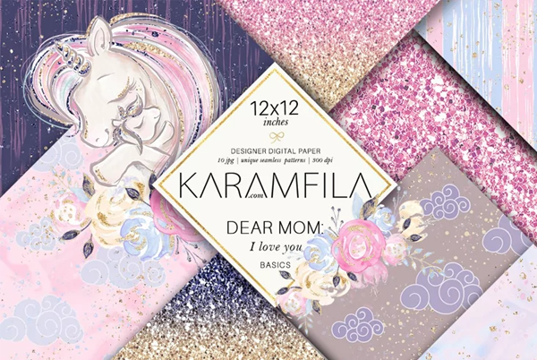 Mother and Baby Unicorns Glitters