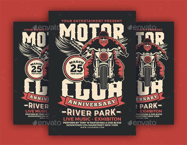Motorcycle Club Event Flyer PSD
