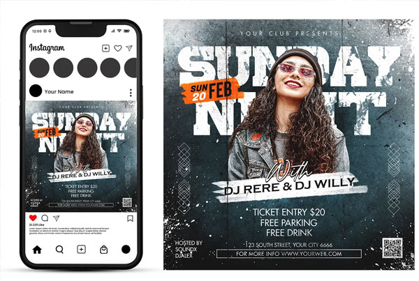 Music Club Instagram Banner Templates