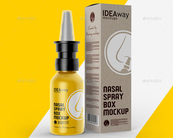 Nasal Spray Box Packaging Mockup