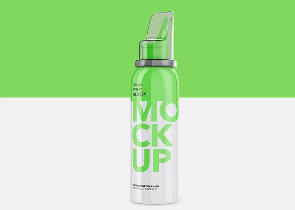 Nasal Spray Glossy Bottle Mockup