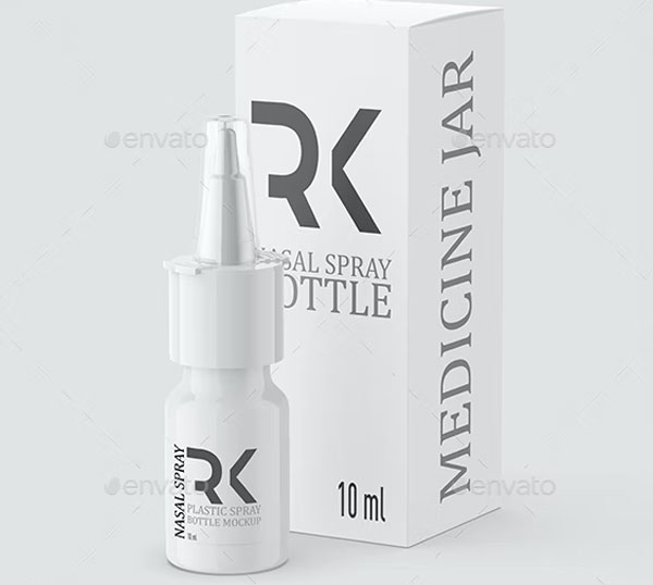 Nasal Spray Jar with Box Mockup