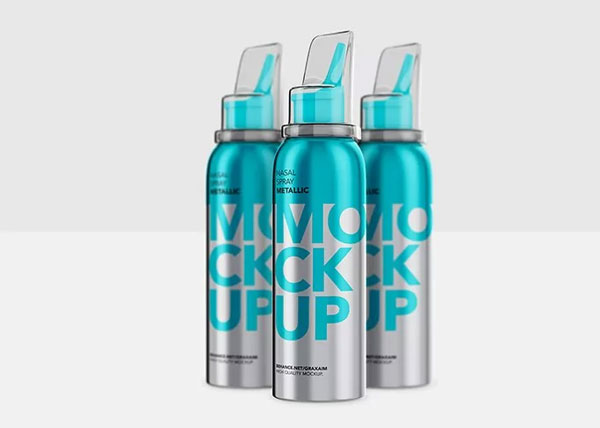 Nasal Spray Metallic Bottle Mockup