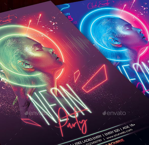 Neon New Year Party Flyer