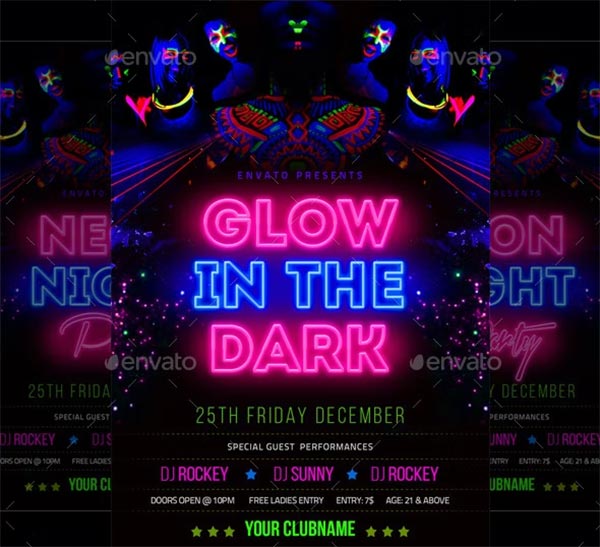 Neon Glow Party Flyer Template