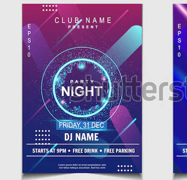 Free Glow Music Night Party Flyer Template
