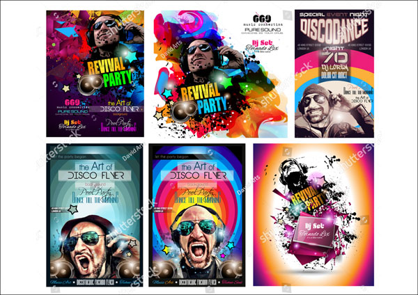 Nightclub Disco Party Flyer Set