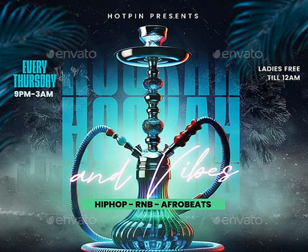Nightlife Hookah Flyer Vector Template