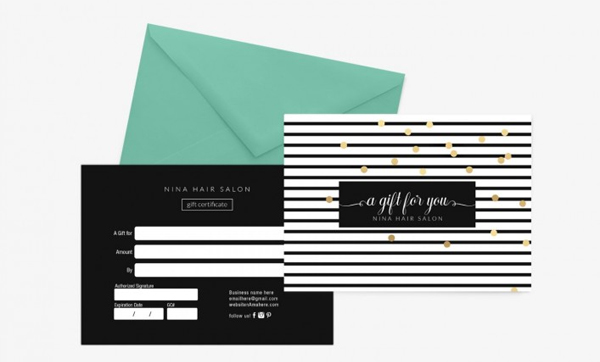 Nina Gold Gift Certificate Template