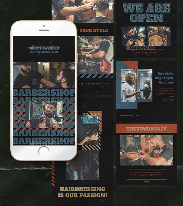 Old School Barbershop Instagram Templates