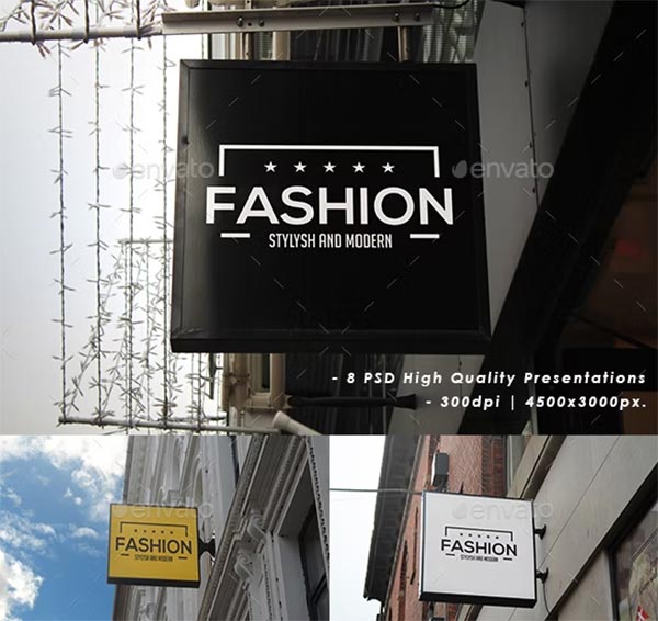 Outdoor Advertising Sign Signage Logo Mock-Up