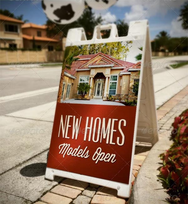 Outdoor V-Fold Plastic Signage Mockup Template