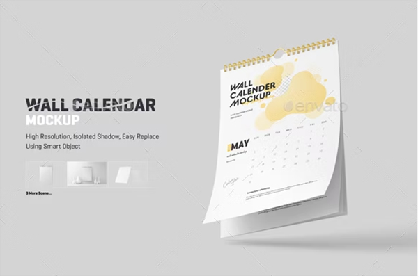 PSD Wall Calendar Mockup