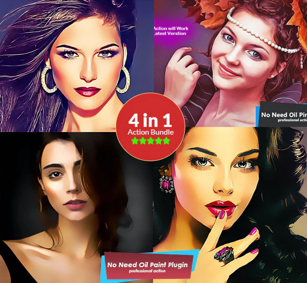 Painting Action Bundle - 4in1 Photoshop Actions