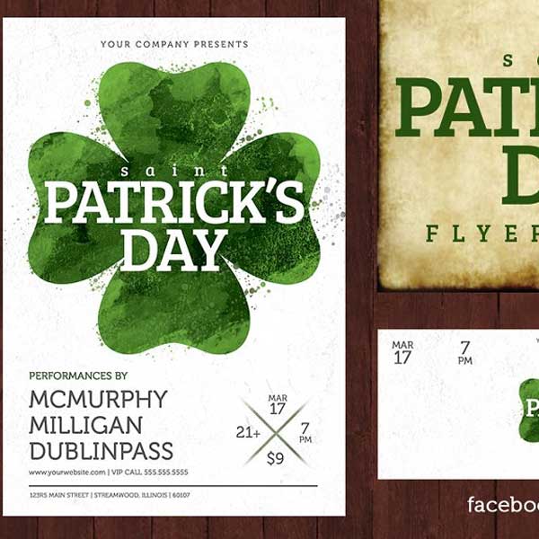 Patricks Day Poster Watercolor Templates