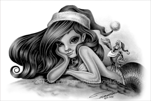 Pencil Drawing Christmas Ariel Art