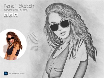 Pencil Sketch Lady Photoshop Action