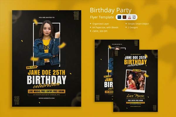 Personalized Birthday Party Flyer Templates