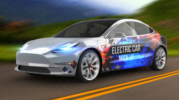 Photoshop Electric Car Mockup