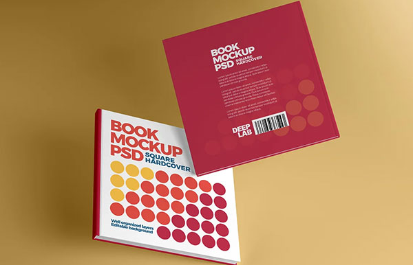 Photoshop Square Book Hardcover Mockup