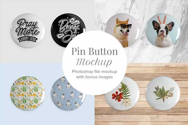Pin Button Mockup PSD