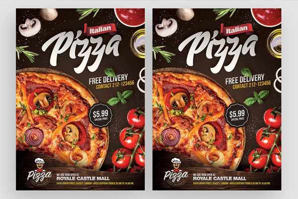 Pizza Restaurant Menu Flyer + Instagram